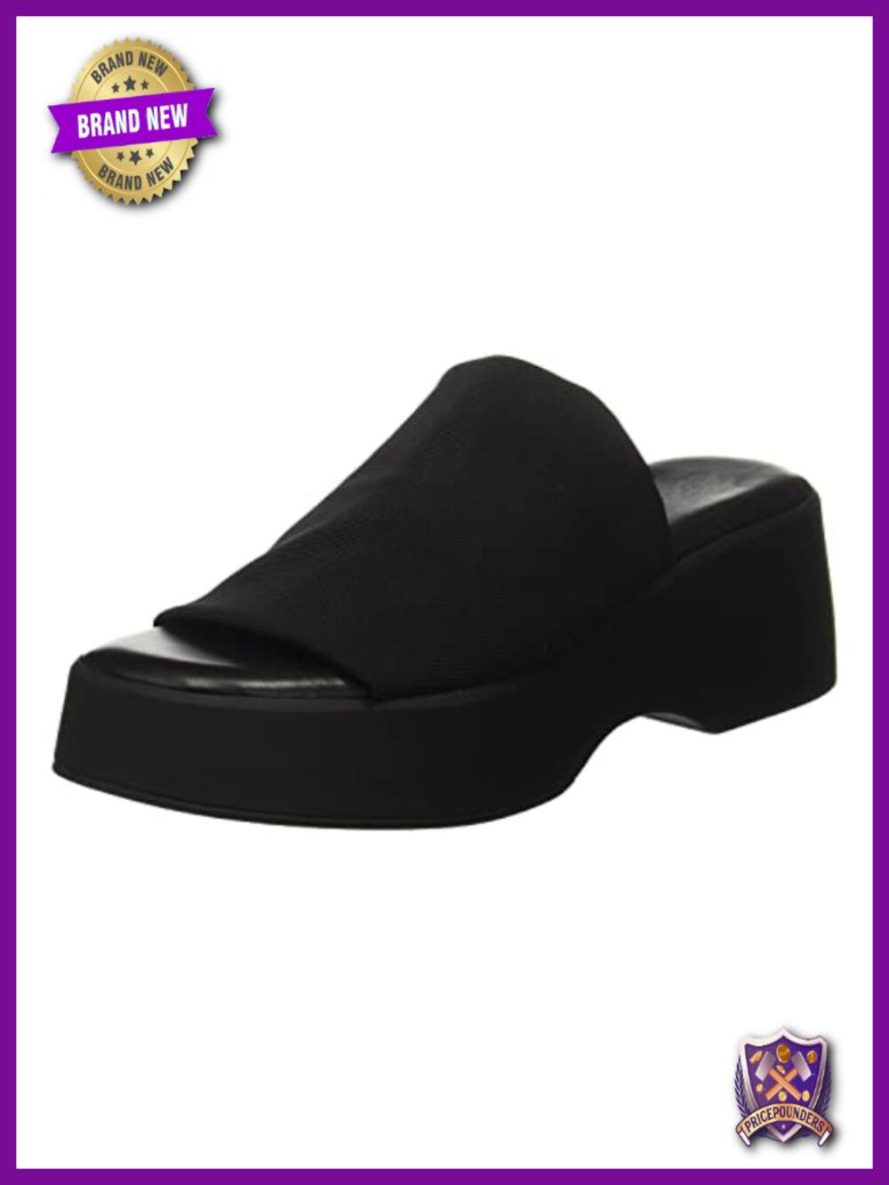 Chunky Wedge Slide Sandals Open Toe Elastic Band Slip On Platform